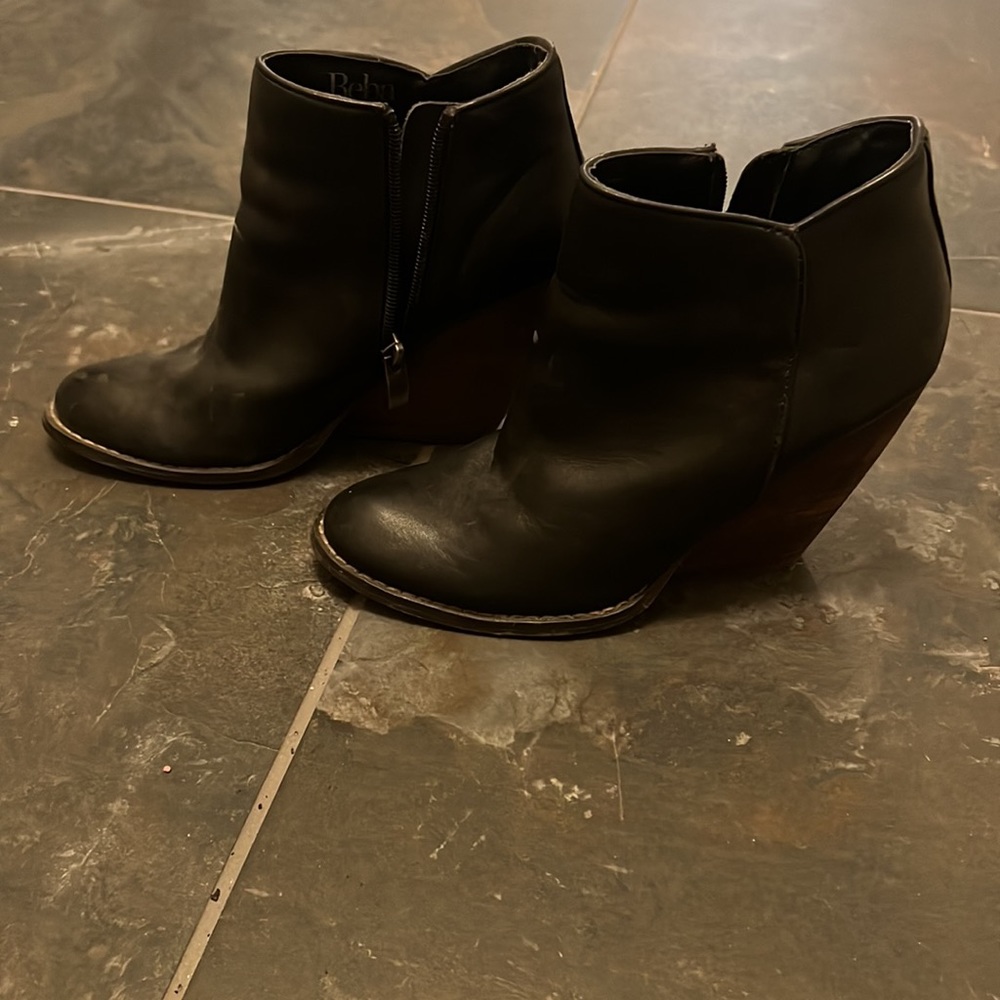 Black leather ankle boots
